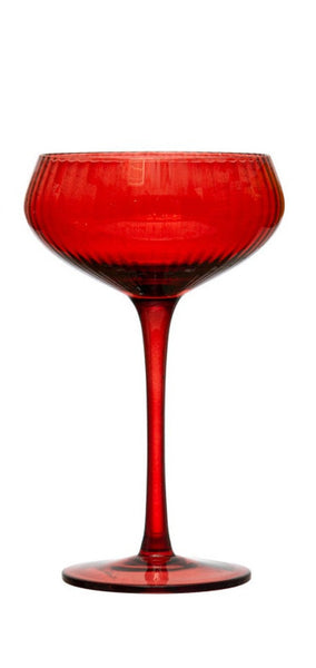 Colored Ribbed Champagne Coupe Glass