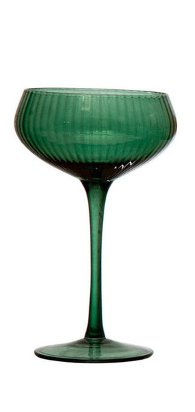 Colored Ribbed Champagne Coupe Glass