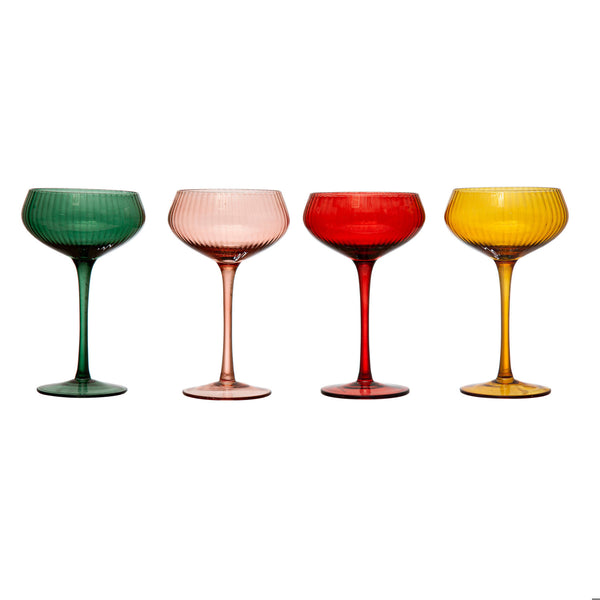 Colored Ribbed Champagne Coupe Glass