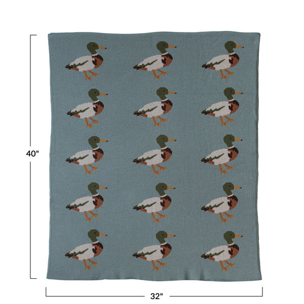 Cotton Knit Baby Blanket - Ducks