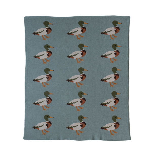 Cotton Knit Baby Blanket - Ducks