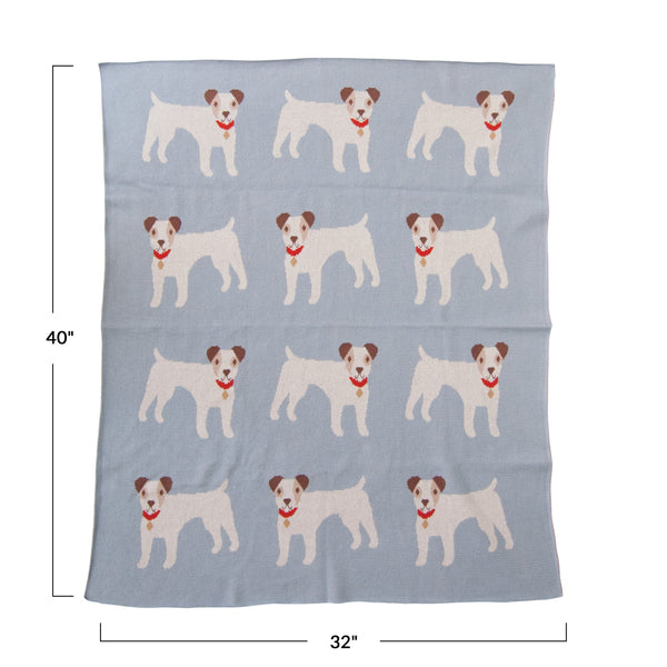 Cotton Knit Baby Blanket - Dogs