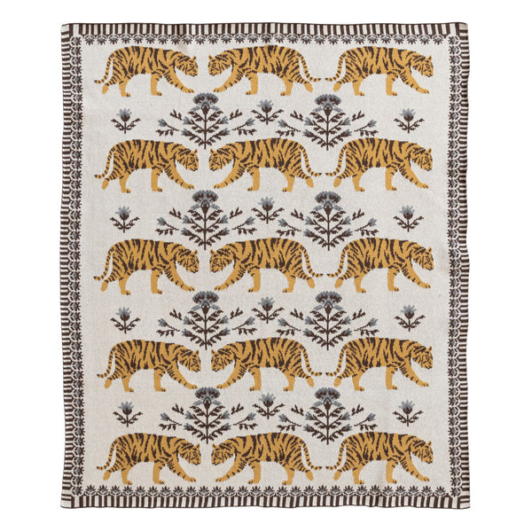 Cotton Knit Baby Blanket w/ Tigers