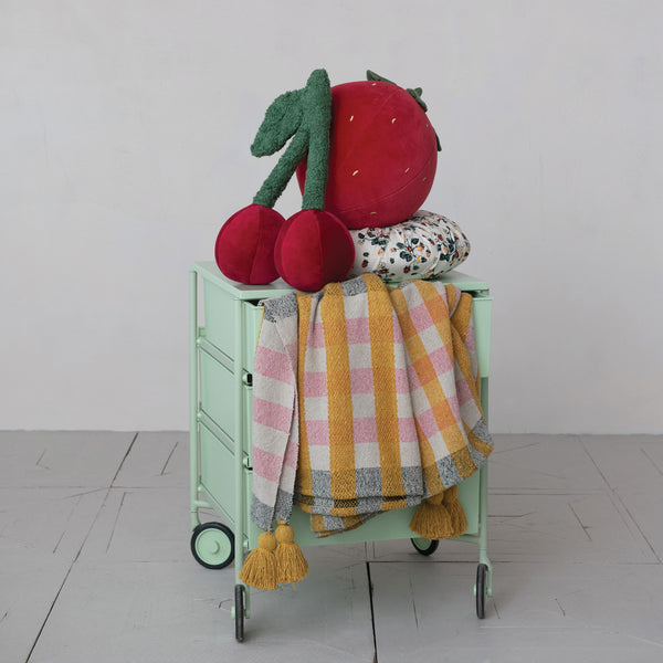 Cotton Velvet Cherry Pillow