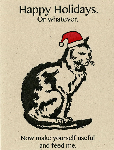 Cranky Cat Holiday Greeting Card