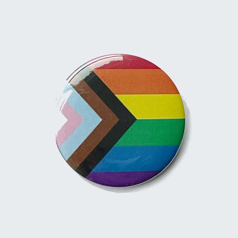 LGBTQIA+ Progress Pride Flag Button Pin