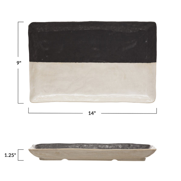 Black & White Glazed Stoneware Platter