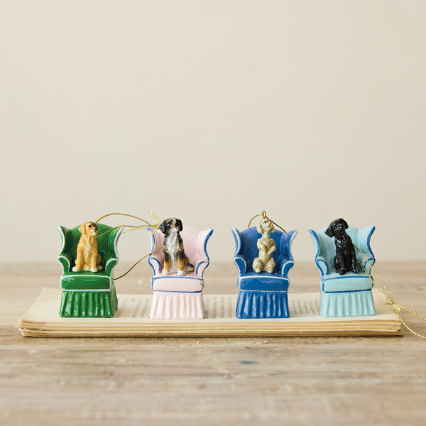 Dog in Vintage Chair Ornaments - 4 Styles
