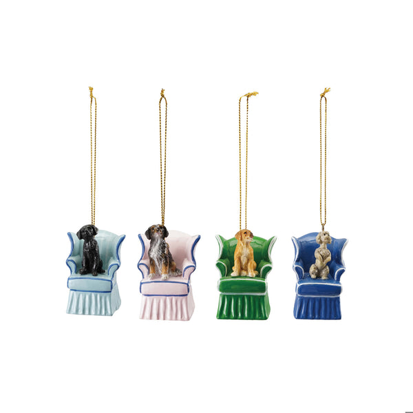 Dog in Vintage Chair Ornaments - 4 Styles