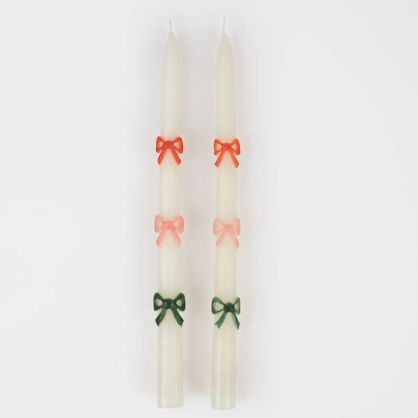 Multi Colour Bow Taper Candles