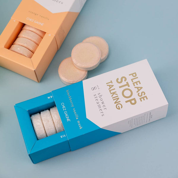 Please Stop Talking - Aromatherapy Shower Steamers - Blackberry Vanilla Musk - Set of 8