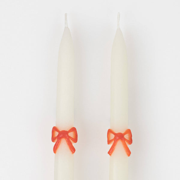 Multi Colour Bow Taper Candles