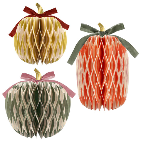 Fall Striped Paper Honeycomb Pumpkins