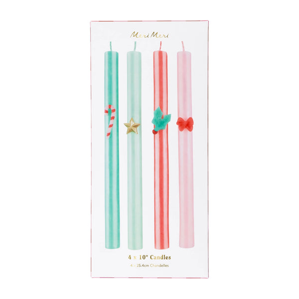 Festive Icon Striped Taper Candles