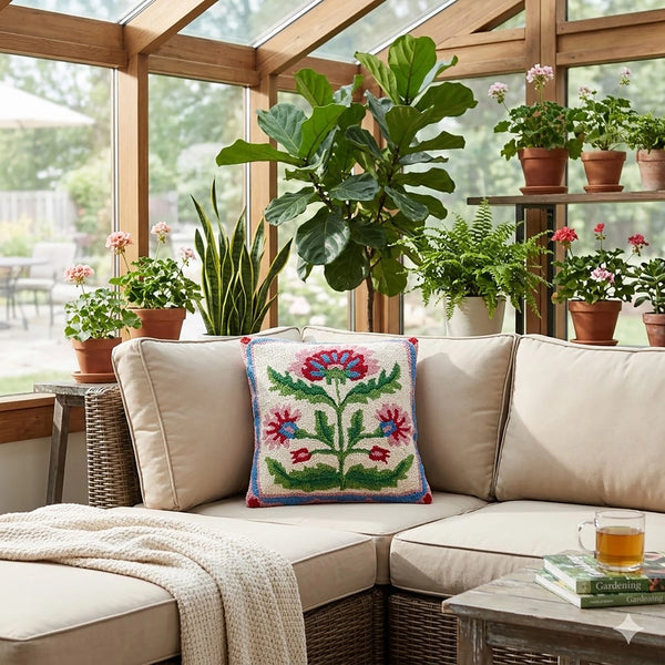 Mughal Flower Square Hook Pillow