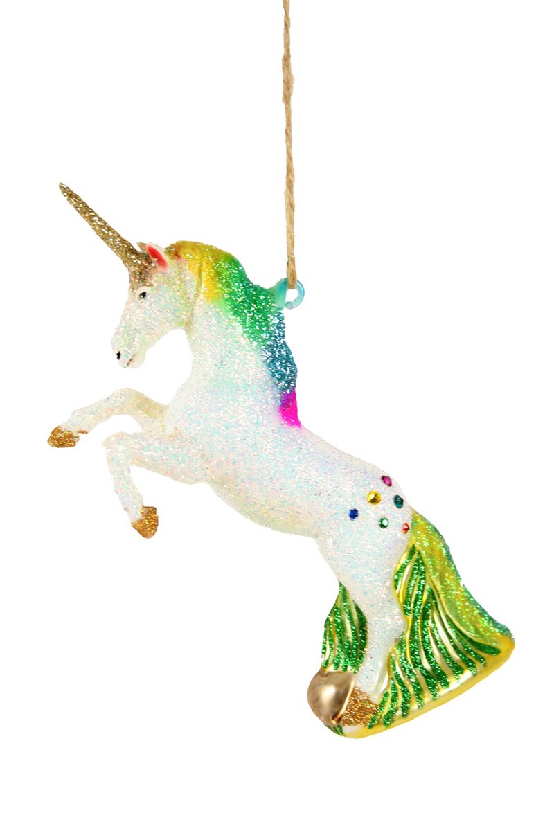 Glitter Rainbow Unicorn Ornament