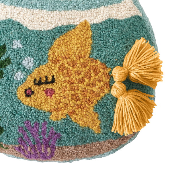 Goldfish Bowl with Tassels Hook Pillow