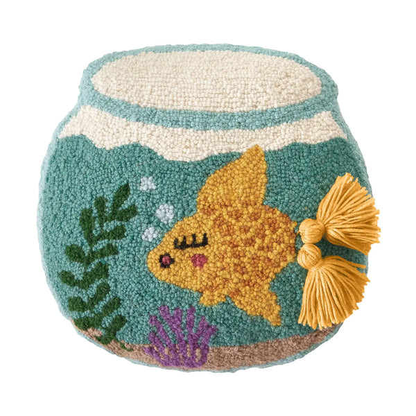 Goldfish Bowl with Tassels Hook Pillow