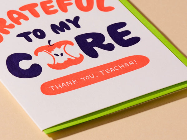 Grateful To My Core Teacher Greeting Card