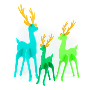 Teal and Green Acrylic Reindeer Christmas Decor Set