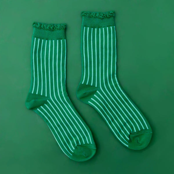 Holiday Emerald Striped Crew Unisex Socks