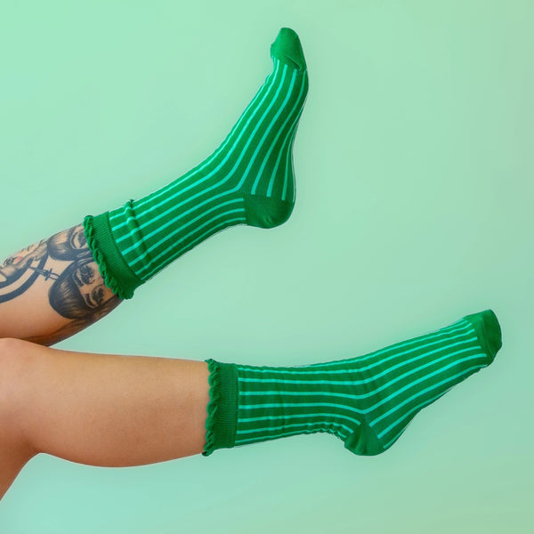 Holiday Emerald Striped Crew Unisex Socks