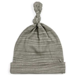 Milkbarn Organic Cotton Knotted Hat Grey Stripe 3-6mo