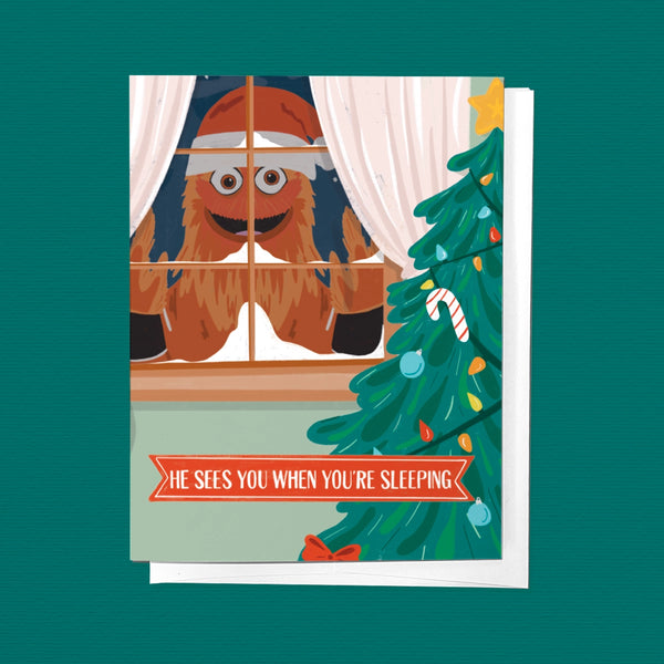 Gritty Sees You Christmas Holiday Greeting Card