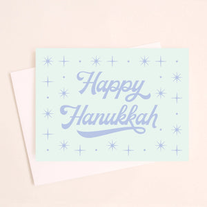 Happy Hanukkah Blue Greeting Card