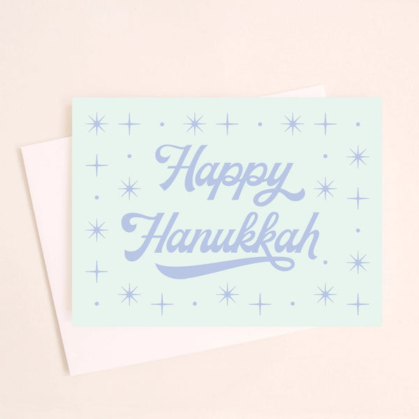 Happy Hanukkah Blue Greeting Card
