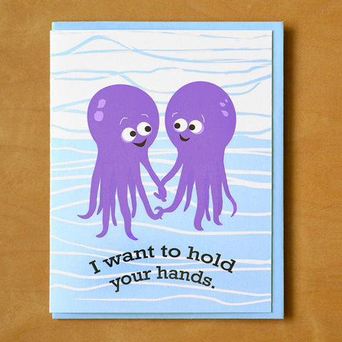 Octopuses Holding Hands Valentine's Day Greeting Card