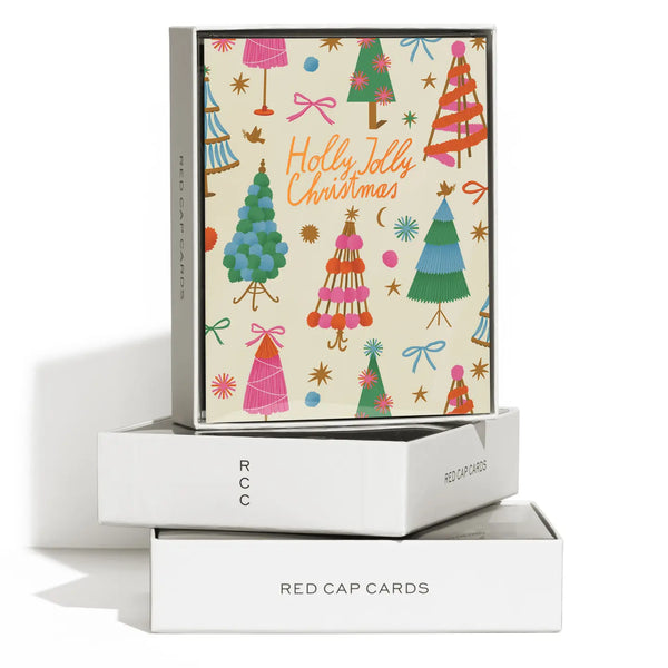 Holly Jolly Trees Holiday Boxed Greeting Card - Set of 8