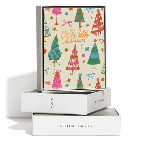 Holly Jolly Trees Holiday Boxed Greeting Card - Set of 8
