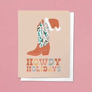 Howdy Holidays Christmas Cowboy Boot Holiday Greeting Card