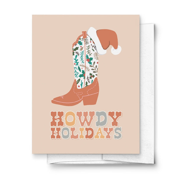 Howdy Holidays Christmas Cowboy Boot Holiday Greeting Card