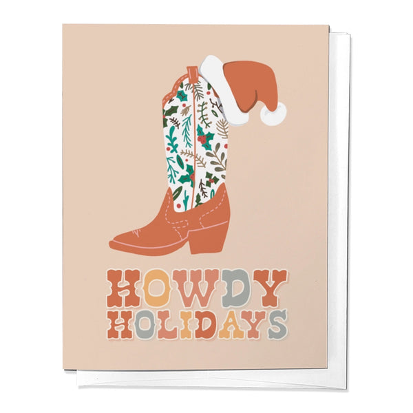 Howdy Holidays Christmas Cowboy Boot Holiday Greeting Card