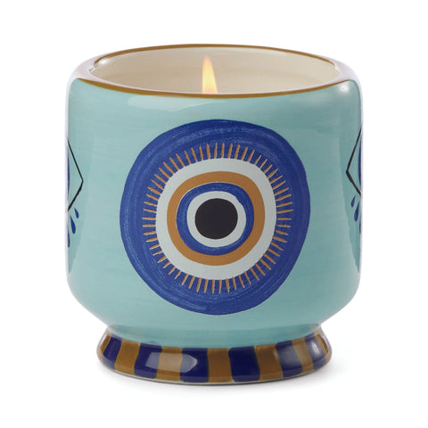 A Dopo 8 oz Hand-Painted "Eye" Ceramic Candle - Incense & Smoke
