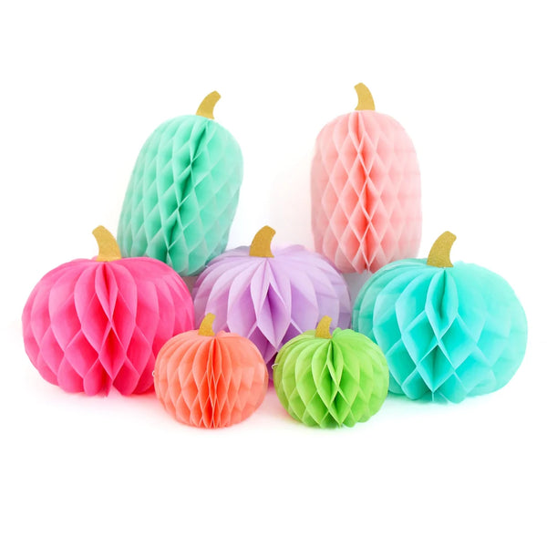 Honeycomb Rainbow Pumpkin Decorations - Mini