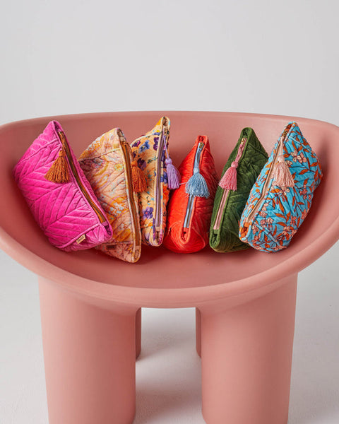 Quilted Velvet Toiletry Bag- Canopy