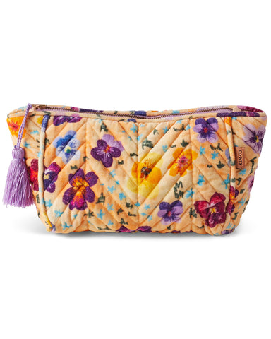 Quilted Velvet Toiletry Bag- Pansy