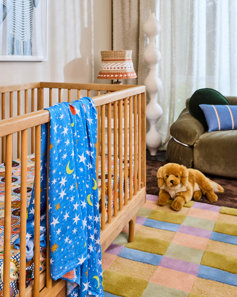 Stars and Moon Bamboo Swaddle Blanket