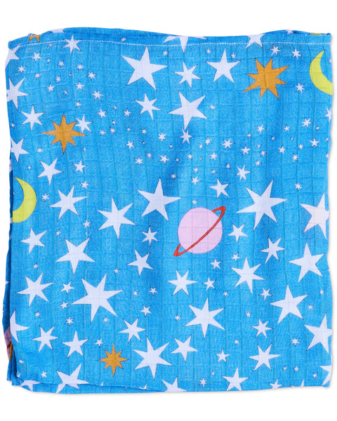 Stars and Moon Bamboo Swaddle Blanket