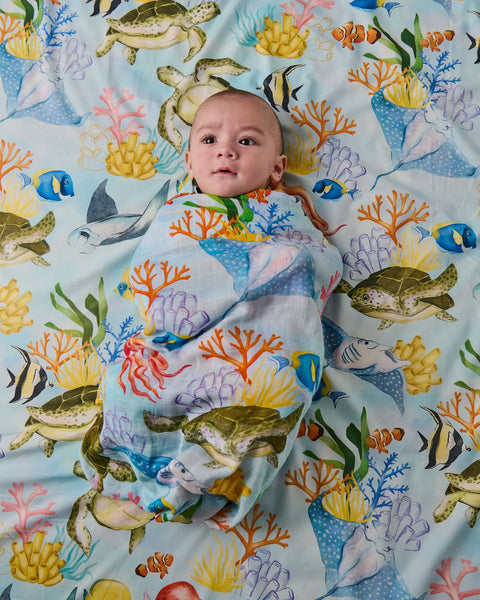 Reef Life Bamboo Swaddle Blanket
