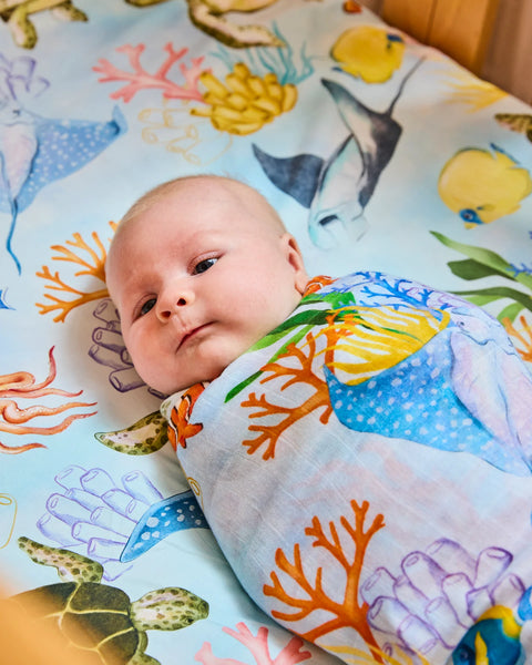Reef Life Bamboo Swaddle Blanket