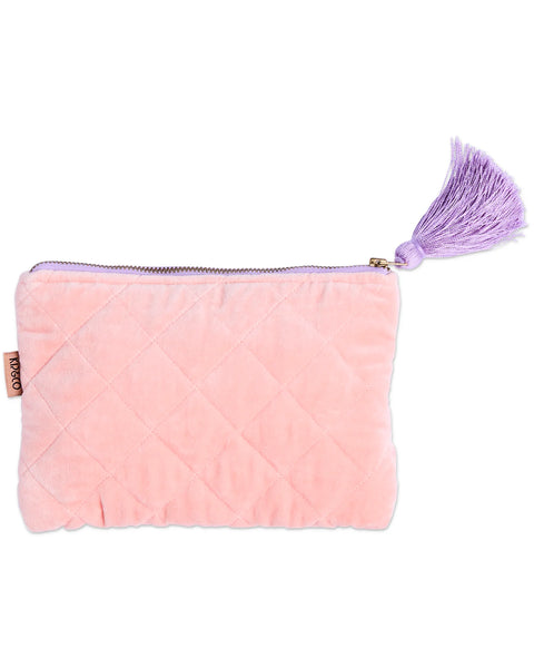 Quilted Velvet Cosmetic Pouch - Sherbert