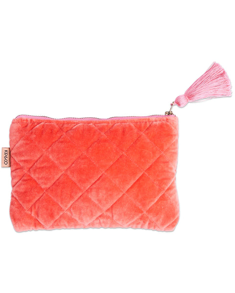 Quilted Velvet Cosmetic Pouch - Poppy Queen