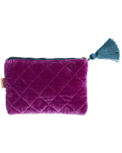 Quilted Velvet Cosmetic Pouch - Wild Grape