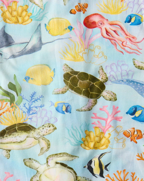 Organic Long Sleeve Zip Romper - Reef Life