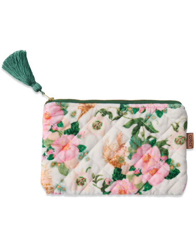 Quilted Velvet Cosmetic Pouch - Sunday Stroll