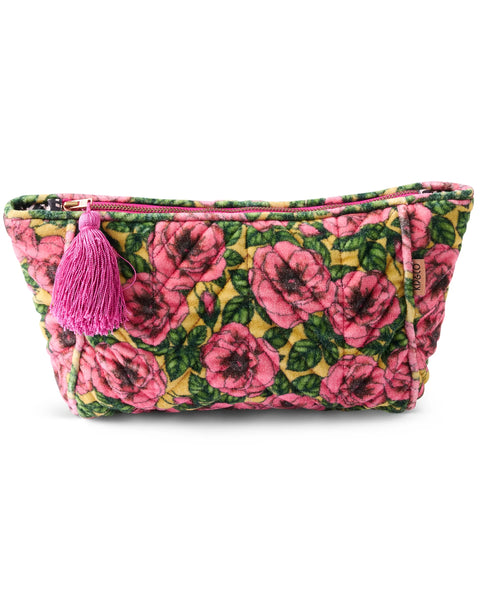 Quilted Velvet Toiletry Bag - Golden Peony